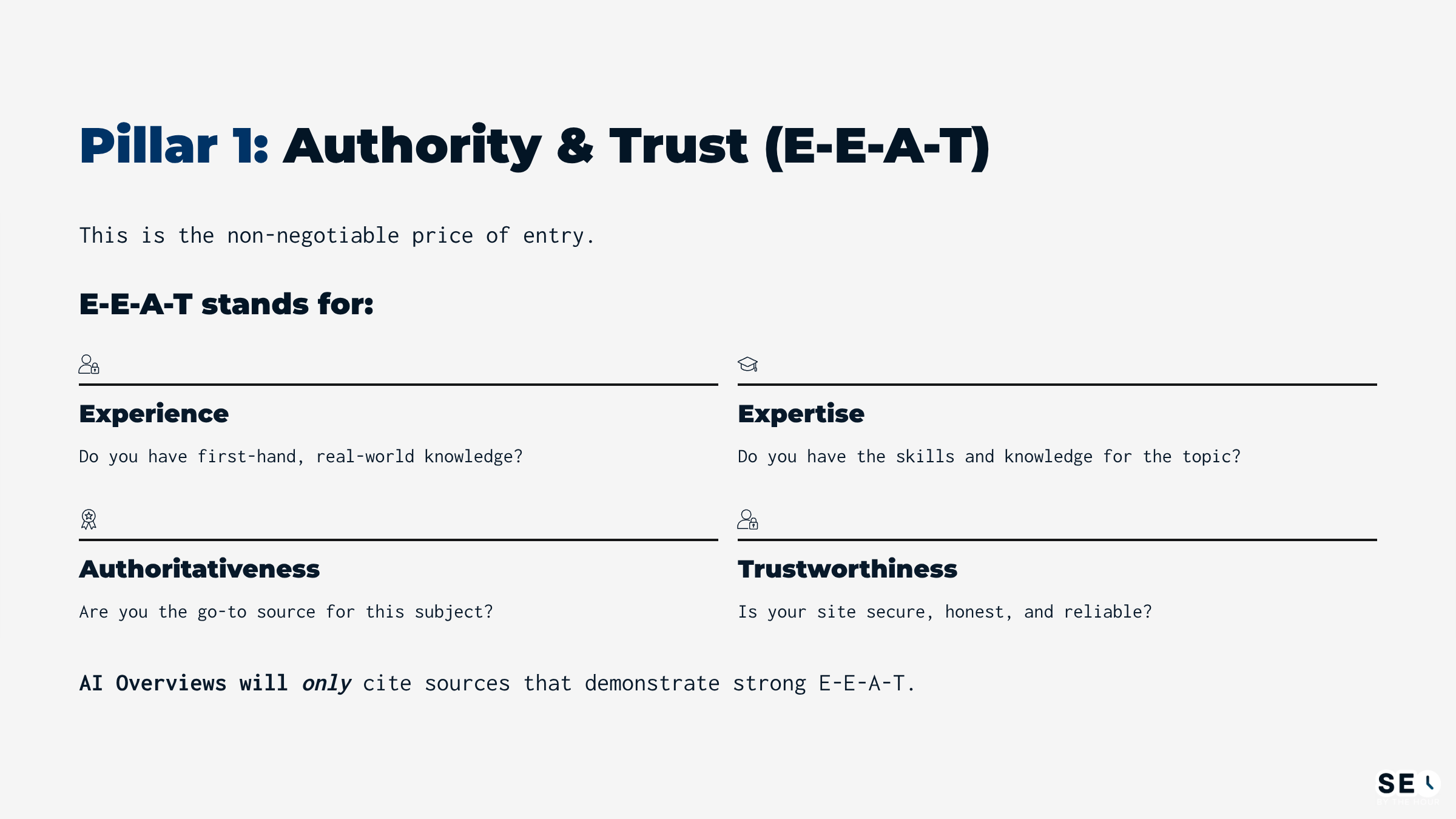 Pillar 1: Authority and Trust (E-E-A-T)
